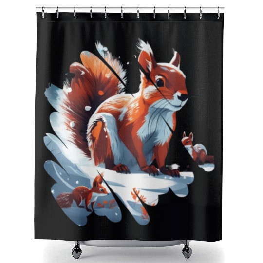Winter squirrel Shower Curtains