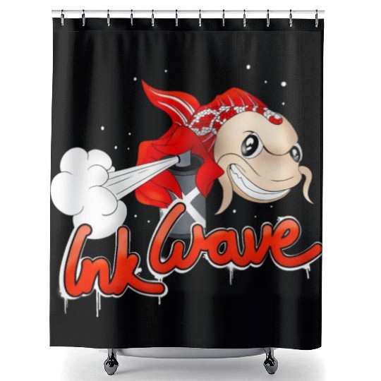 Graffiti Sprayer Koi Fish Street Style Shower Curtains