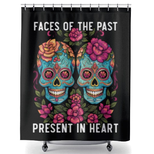 Dia De Los Muertos Sugar Skull Mexican Holiday Shower Curtains