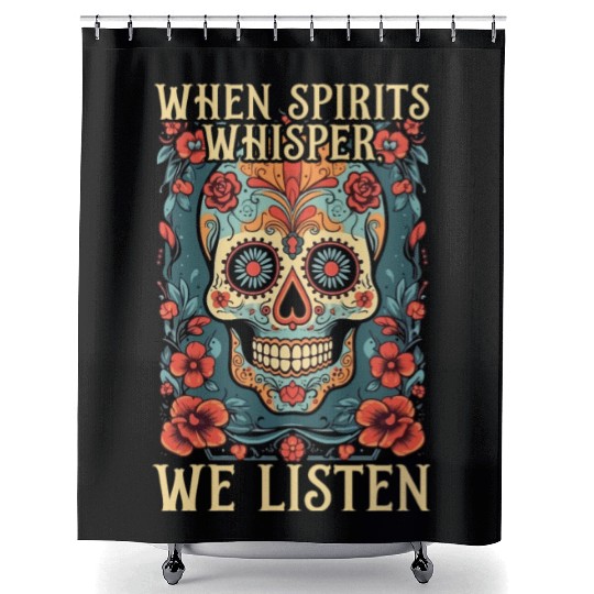 Dia De Los Muertos Sugar Skull Mexican Holiday Shower Curtains