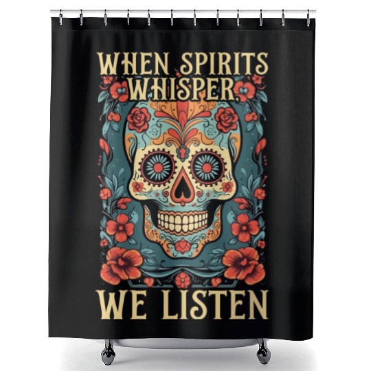 Dia De Los Muertos Sugar Skull Mexican Holiday Shower Curtains