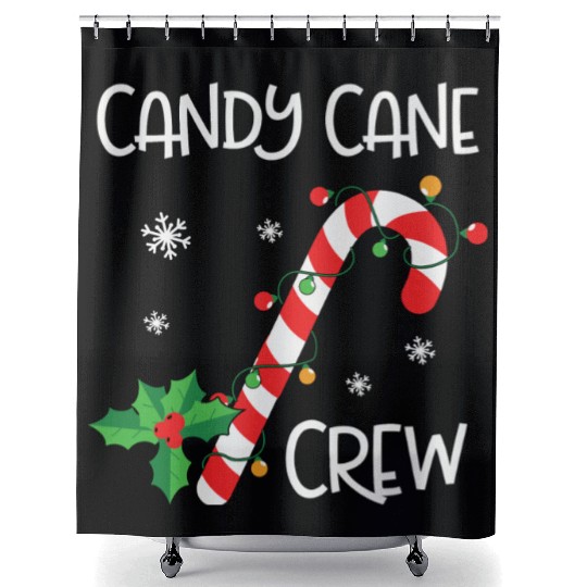 Candy Cane Crew Funny Christmas Lights Xmas Gift Shower Curtains