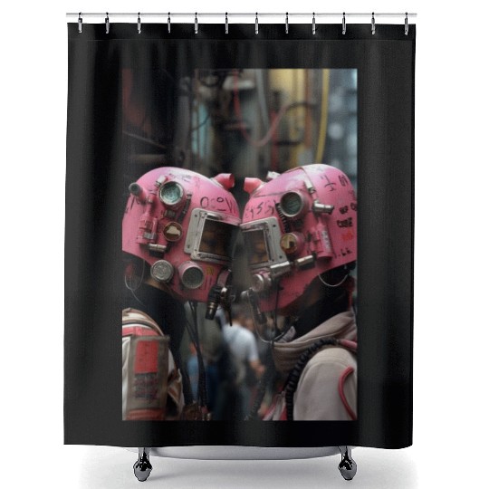 Futuristic Love - Cyberpunk Shower Curtains
