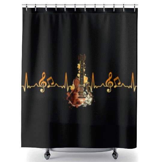 Heart Beat Music Lover Musician Guitarist Guitar Shower Curtains