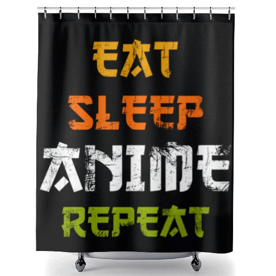 Eat Sleep Anime Repeat Japanese Ga Japan Shower Curtains