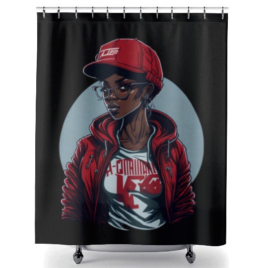 Radiant Beauty: African Girl Embracing Cultural Shower Curtains