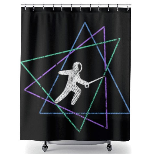 Geometric Fencing Duel Shower Curtains