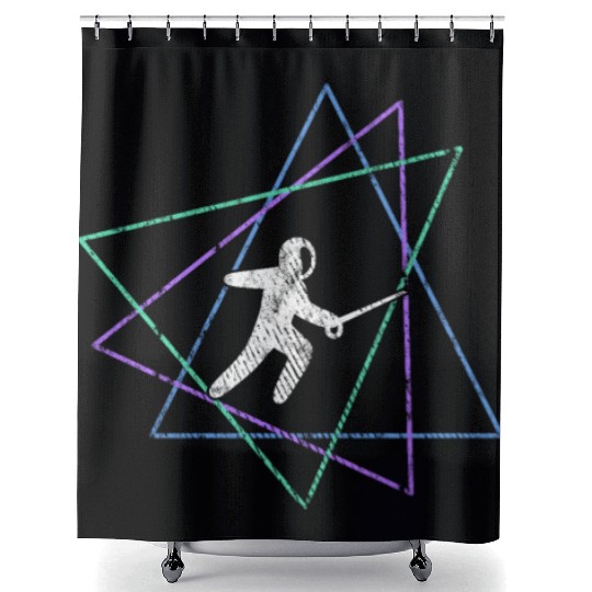 Geometric Fencing Duel Shower Curtains