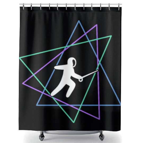 Geometric Fencing Duel Shower Curtains