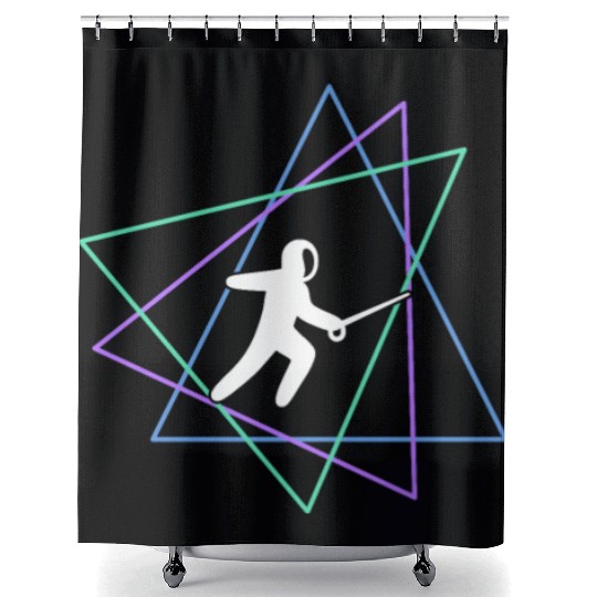 Geometric Fencing Duel Shower Curtains