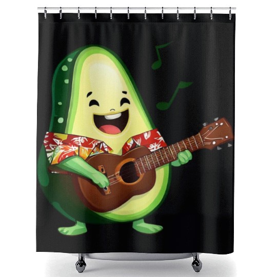 Tropical avocado with guitar Shower Curtains
