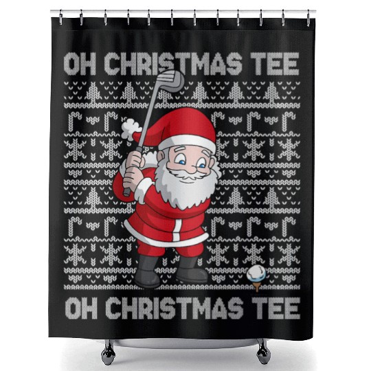 Golf Oh Christmas Shower Curtains Santa Claus Golfer Golfing T