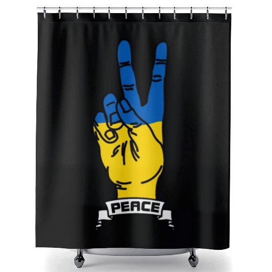 Peace for Ukraine text Shower Curtains