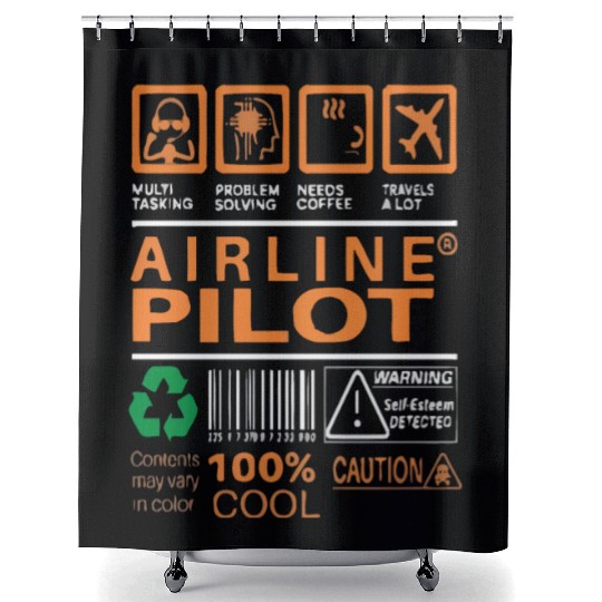 Airline Pilot Label Shower Curtains