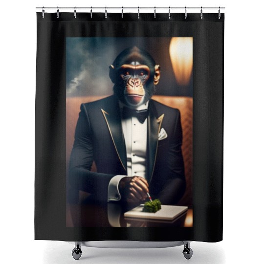 Ape in suit with Cigar Shower Curtains