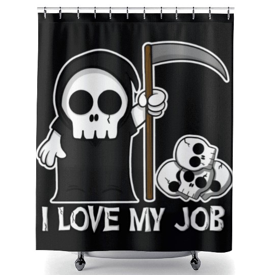 Death Grim Reaper I Love My Job Cute And Creepy Shower Curtains