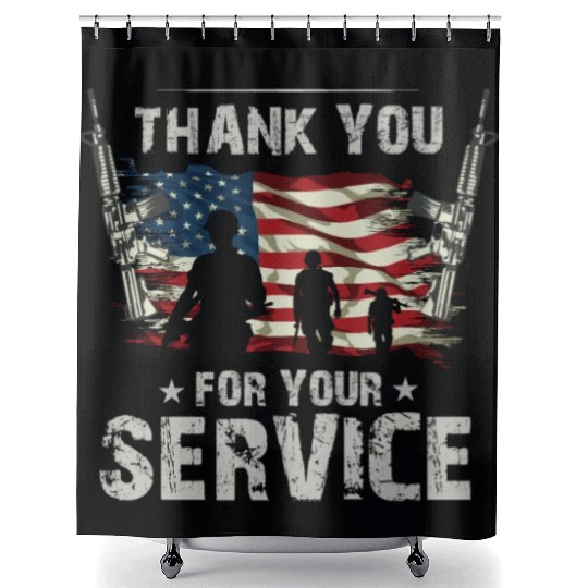 Thank You For Your Service US Flag Veterans Day Shower Curtains