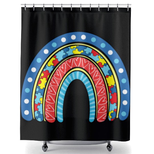 Autism Rainbow Shower Curtains