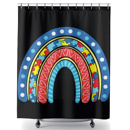 Autism Rainbow Shower Curtains