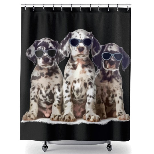 Dalmatian with Glasses Funny Dog Lover Design Shower Curtains