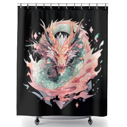Adorable Crystal Chinese Dragon Shower Curtains