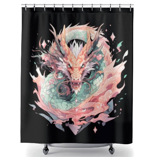 Adorable Crystal Chinese Dragon Shower Curtains