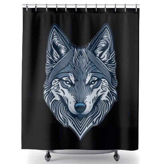 Beautiful wolf face Shower Curtains