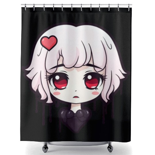 "Kawaii Sad Girls Club" by ART1SAN Shower Curtains