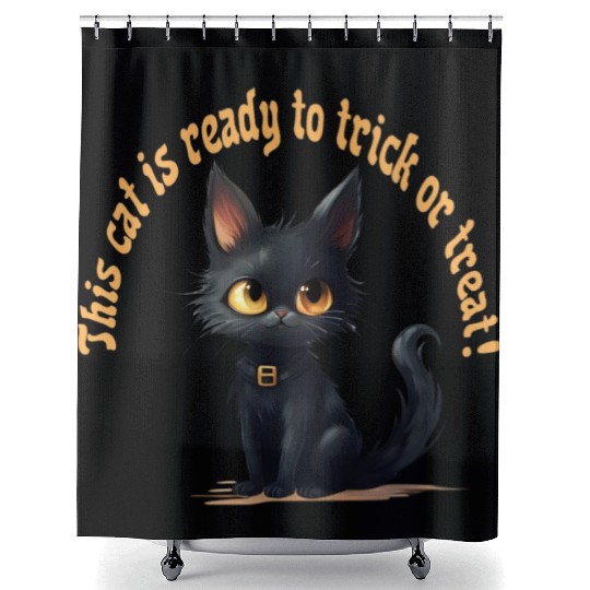 This Cat Is Ready To Trick or Treat, Halloween, Shower Curtains