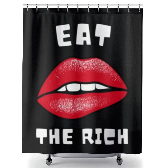 Eat The Rich Red Lips Socialist Shower Curtains