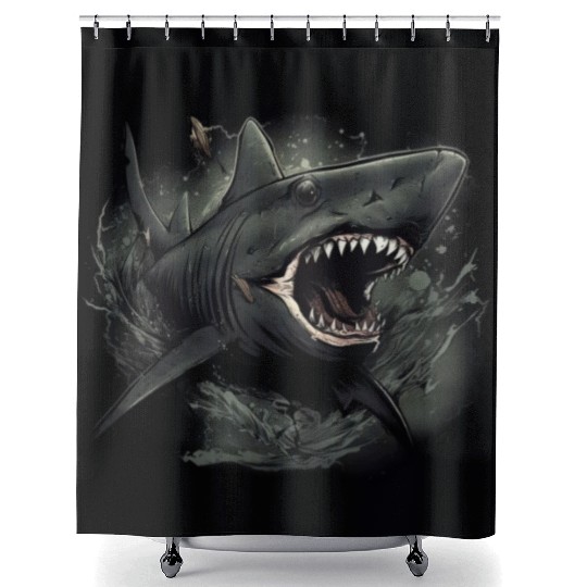 Shark attack Shower Curtains