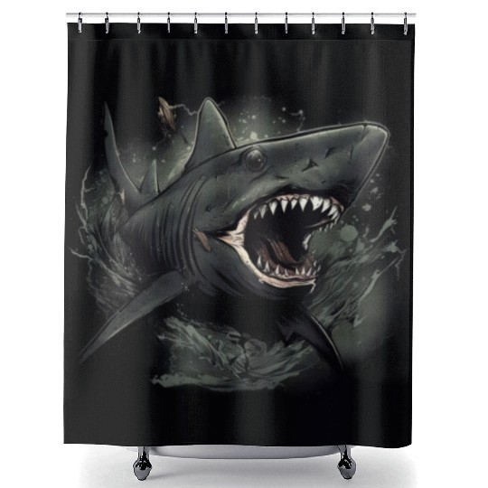 Shark attack Shower Curtains