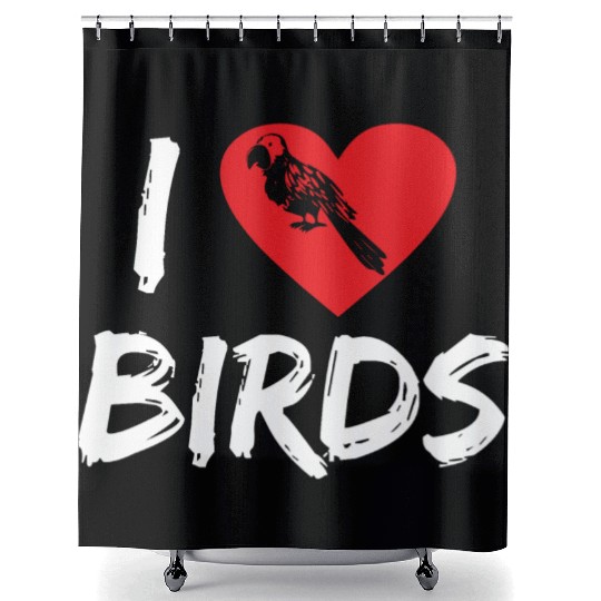 Bird Lover Heart Cute Birdwatcher Parrot Heron Shower Curtains