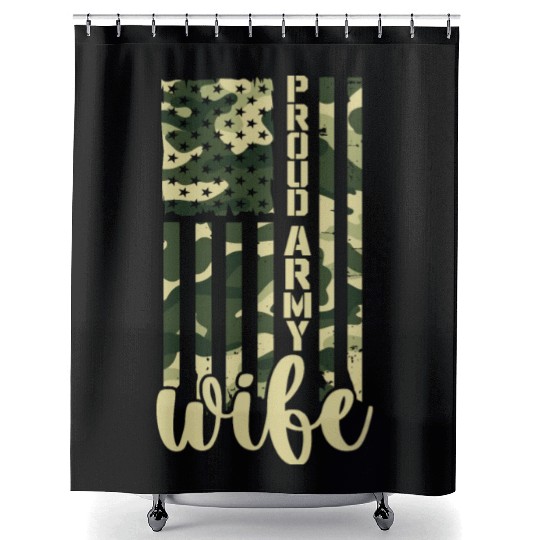 Proud Army Wife American Soldier US Flag Military Shower Curtains
