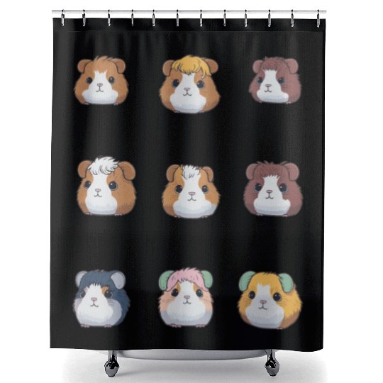 Cute Kawaii Korean Guinea Pig Pastel Stickers Pack Shower Curtains