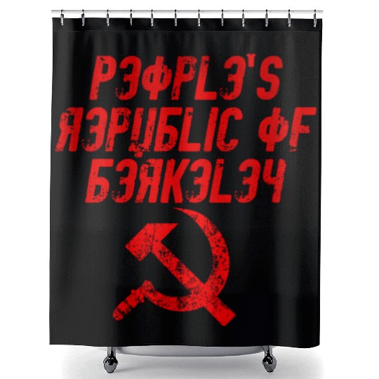 People's republic of Berkeley Communist logo Shower Curtains