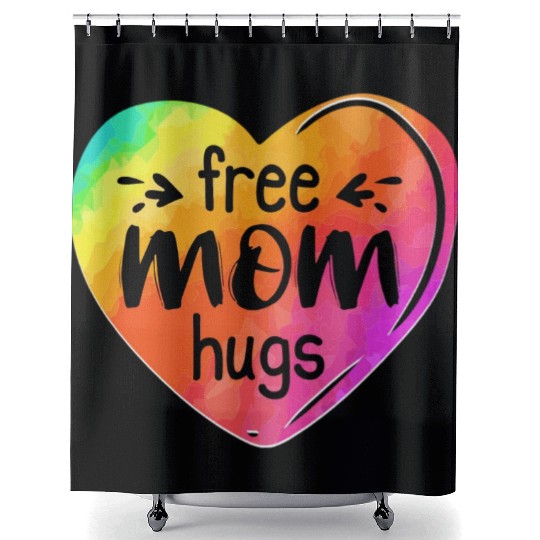 LGBTQIA LGBT Free Mom Hugs Rainbow Heart Gay Pride Shower Curtains