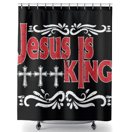 Jesus Is King Love Jesus Christian Christmas Shower Curtains