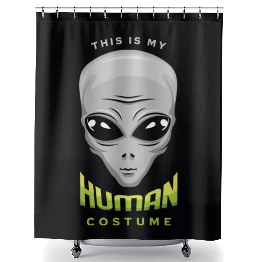 Alien Human Costume Funny Lazy Creepy Halloween Shower Curtains