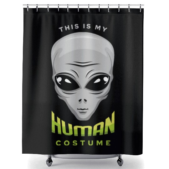 Alien Human Costume Funny Lazy Creepy Halloween Shower Curtains