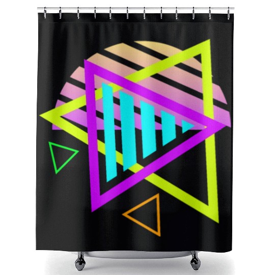 Retro sunset style 80s Shower Curtains