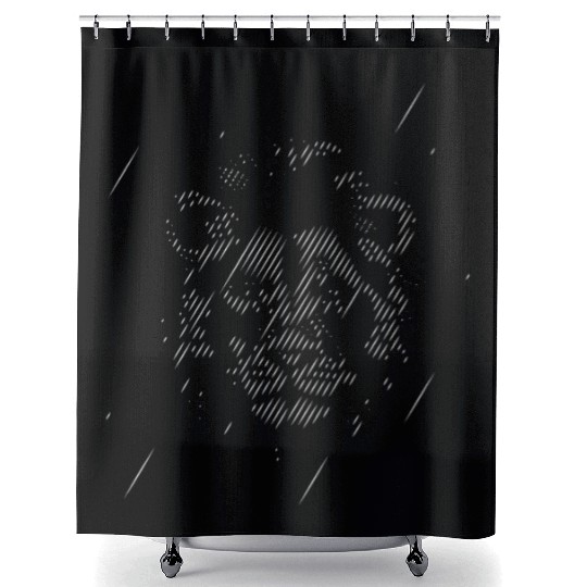 lion line art Shower Curtains