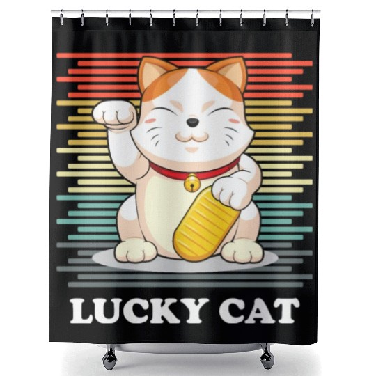 Lucky Cat - Maneki Neko Shower Curtains