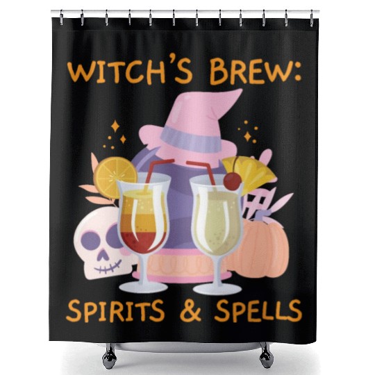 Witch's Brew: Spirits & Spells Bartender Halloween Shower Curtains