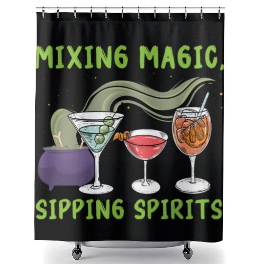 Mixing Magic Sipping Spirits Bartender Halloween Shower Curtains