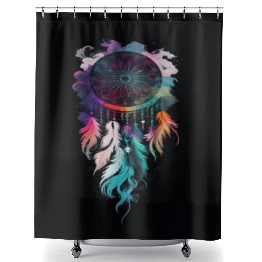 Dreamcatcher with feathers and smoke Shower Curtains