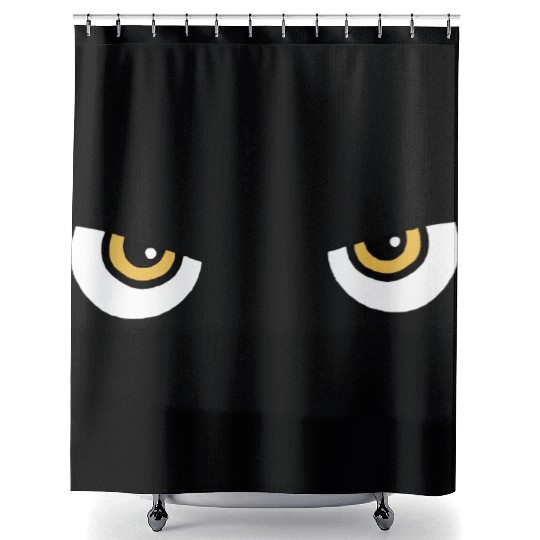 Black Cat Yellow Eyes | Halloween Cat Lovers Gift Shower Curtains