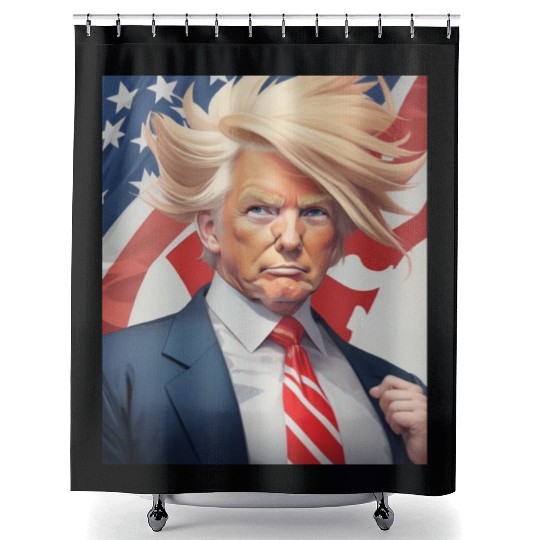 Political Trump 2024 American Flag Shower Curtains