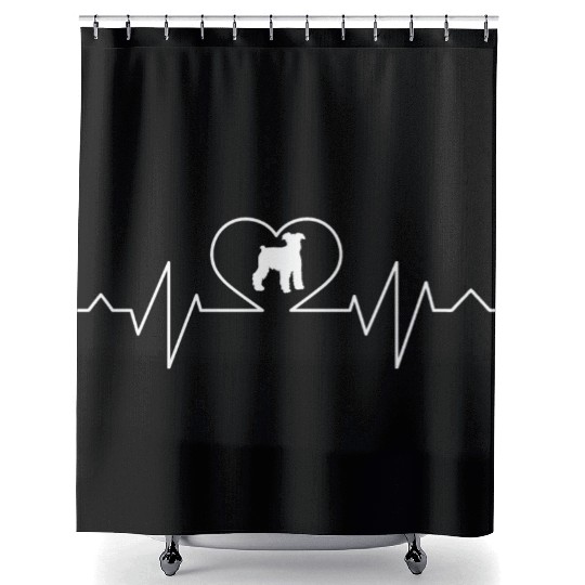 Miniature Schnauzer dog heatbeat Shower Curtains
