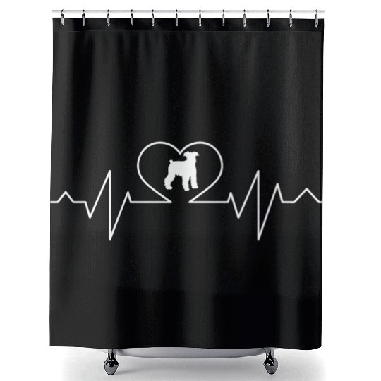 Miniature Schnauzer dog heatbeat Shower Curtains